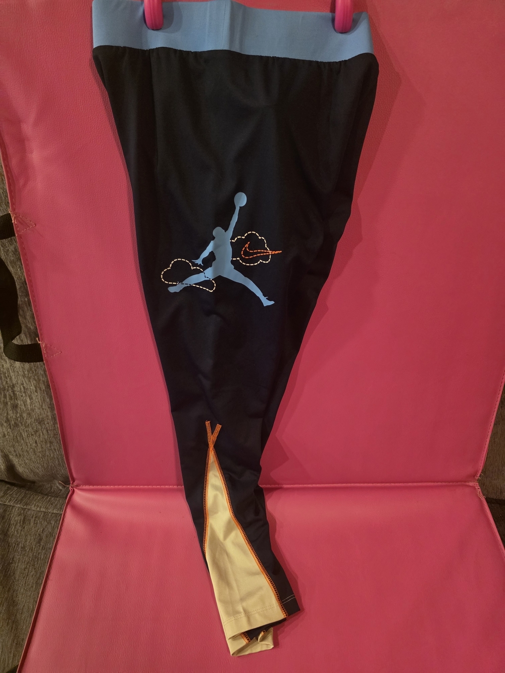 Jordan Navy Leggings with Light Blue Jumpman and Orange Accents